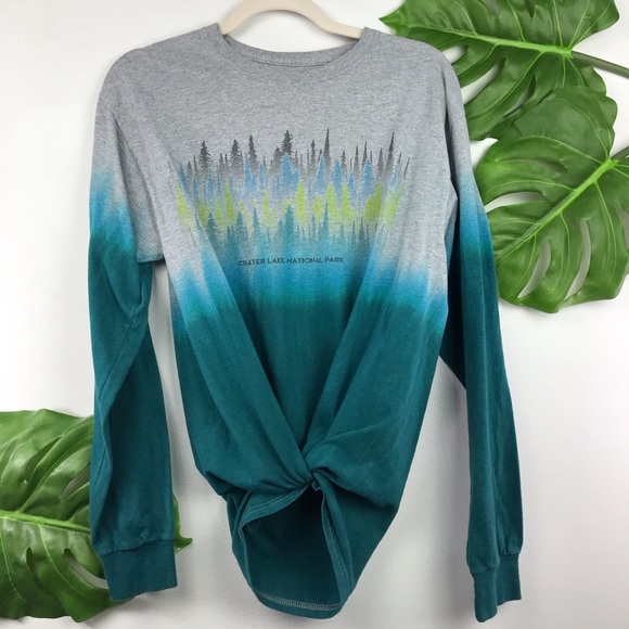 Tops - OMBRÉ LONG SLEEVE TIE-DYE GRAPHIC TEE SHIRT